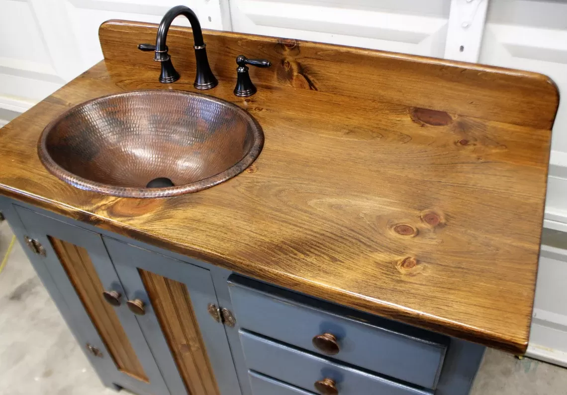 Rustic Farmhouse Vanity - Copper Sink - 42