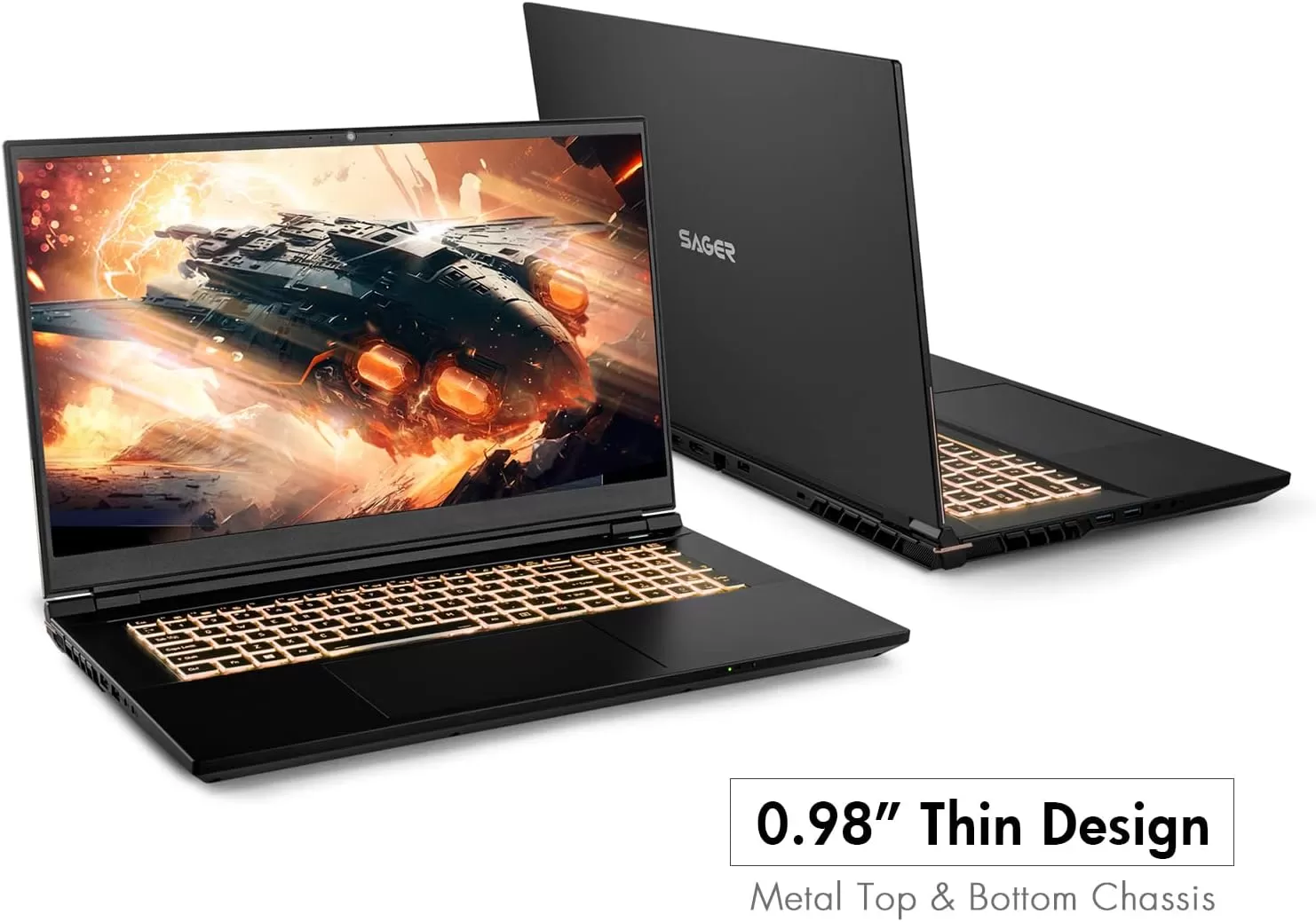 Sager 2023 NP8875E Gaming Laptop, 17.3 Inch QHD 240Hz 100% DCI-P3 G-Sync, Intel i9-13900HX, RTX 4070 8GB, 64GB RAM, 2TB Gen4 NVMe SSD, Win 11