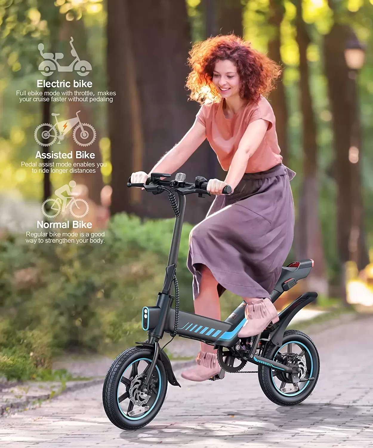 Sailnovo Electric Bike, Electric Bicycle with 18.5mph Electric Bikes for Adults Teens E Bike with Pedals, 14