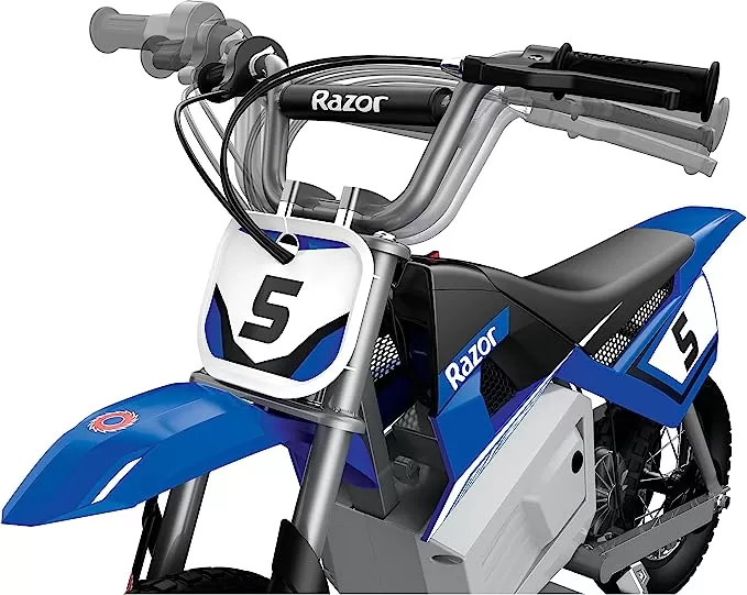 Electric bike with decals, 24V electric ride-on off-road motorcycle for children over 13 years old(Blue)