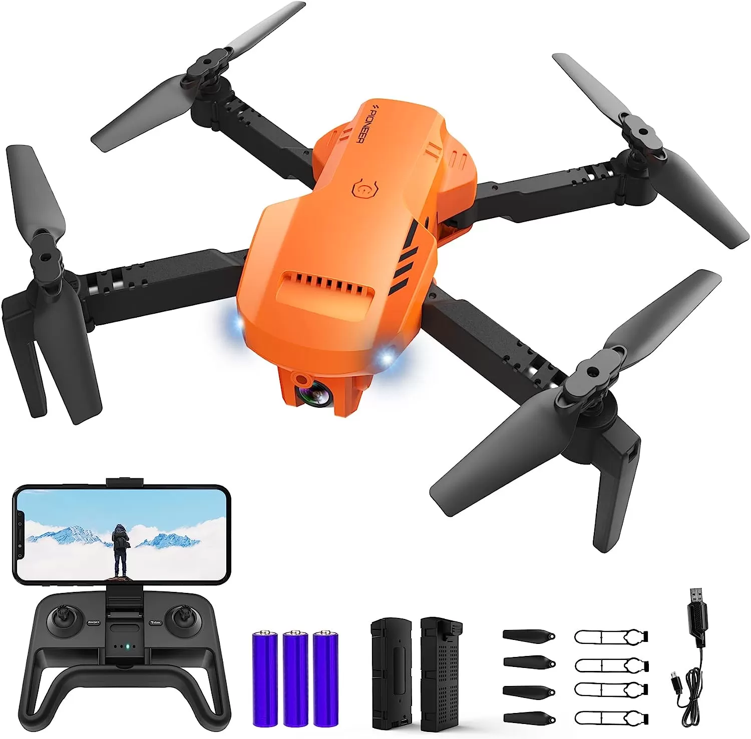 RADCLO Mini Drone with Camera - 1080P HD FPV Foldable Drone with Carrying Case, 2 Batteries, 90° Adjustable Lens, One Key Take Off/Land, Altitude Hold, 360° Flip, Toys Gifts for Kids and Adults