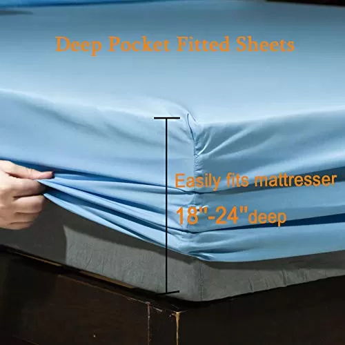 Super Soft 1800 Thread Count Luxury Egyptian Wrinkle Hypoallergenic 6 pcs Bed Sheet Set