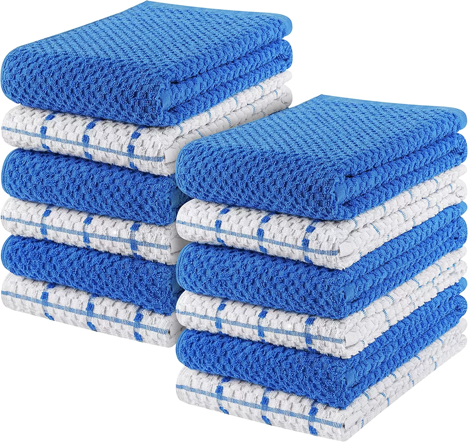 Kitchen Towels 12 Pack, 15 x 25 Inches, 100% Ring Spun Cotton Super Soft and Absorbent Linen Dish Towels, Tea Towels and Bar Towels Set (Black)
