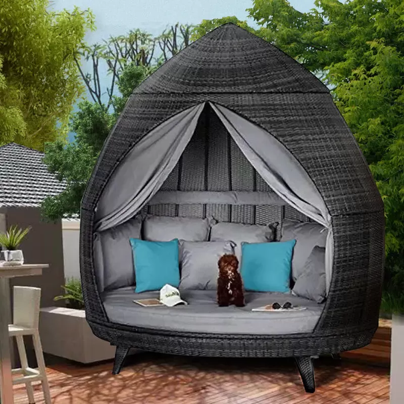 Outdoor Wicker Lounger Sofa Bed