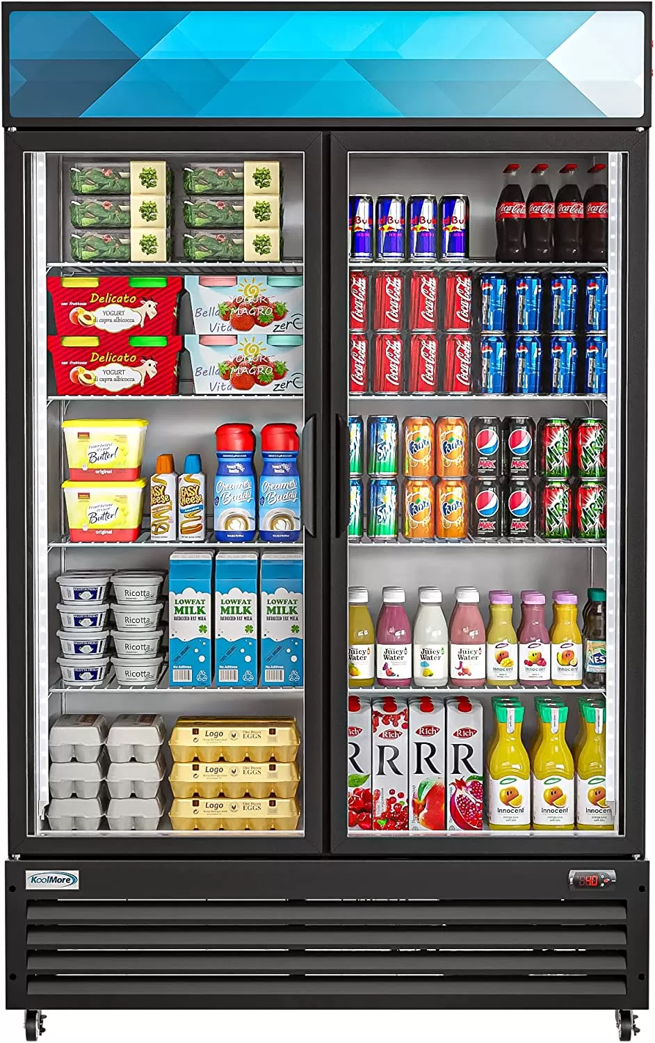 KoolMore Commercial One Glass Door Display Upright Beverage Refrigerator Cooler Merchandiser - 12 Cu. Ft [Black] (MDR-1GD-12C)