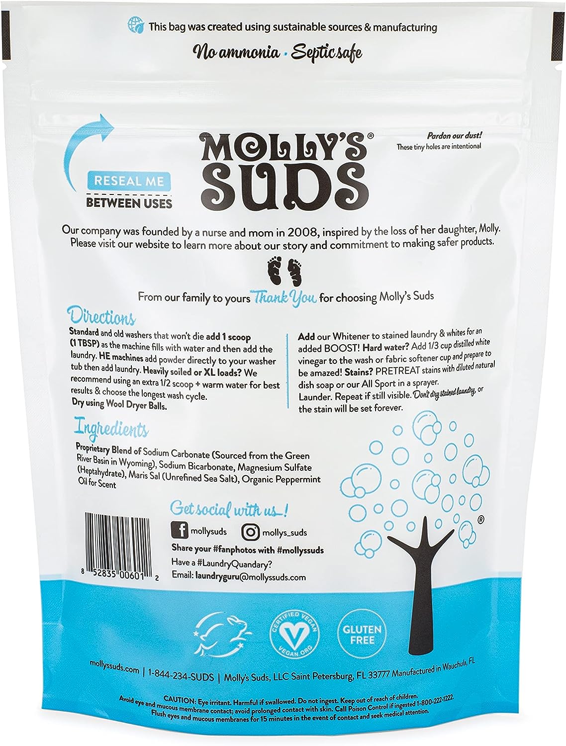 Molly's Suds Original Laundry Detergent Powder | Natural Laundry Detergent Powder for Sensitive Skin | Earth-Derived Ingredients, Stain Fighting | 120 Loads (Citrus Grove)