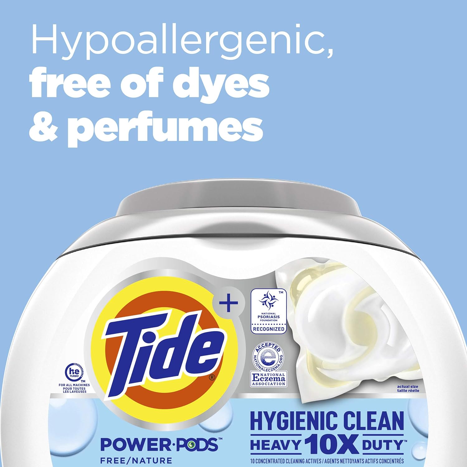 Tide Hygienic Clean Heavy 10x Duty Power PODS Laundry Detergent Pacs, Spring Meadow, 63 count, For Visible and Invisible Dirt