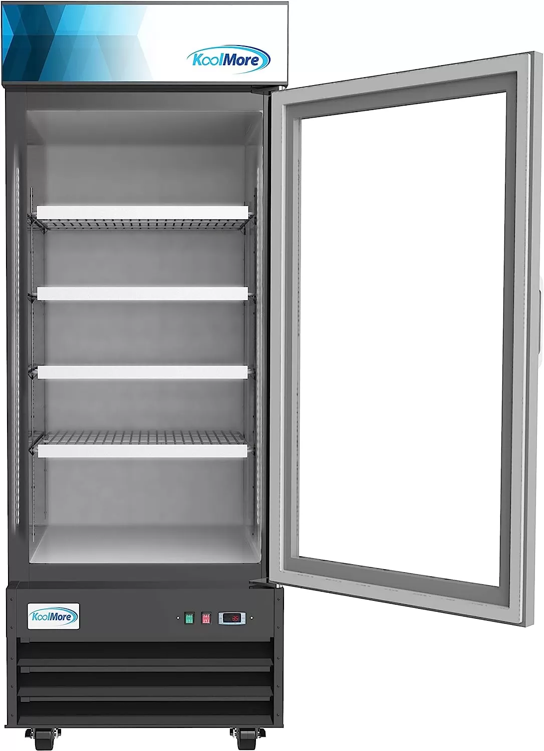 KoolMore Commercial One Glass Door Display Upright Beverage Refrigerator Cooler Merchandiser - 12 Cu. Ft [Black] (MDR-1GD-12C)