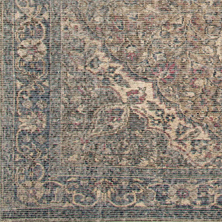 Bria Machine Washable Oriental Dusty Sage/Olive Area Rug