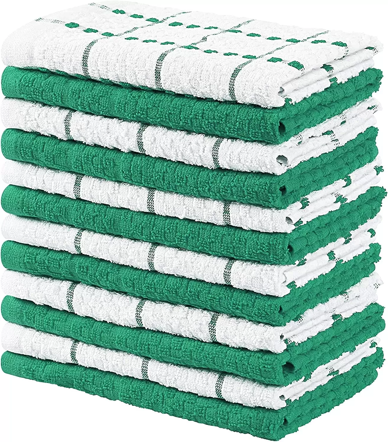 Kitchen Towels 12 Pack, 15 x 25 Inches, 100% Ring Spun Cotton Super Soft and Absorbent Linen Dish Towels, Tea Towels and Bar Towels Set (Black)