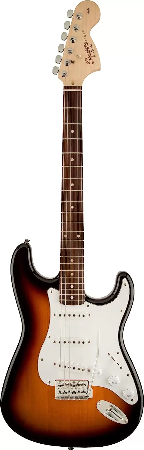 Fender Squier Stratocaster - Sunburst Bundle with Frontman 10G Amp, Gig Bag, Instrument Cable, Tuner, Strap, Picks, Fender Play Online Lessons, Instructional Book, and Austin Bazaar Instructional DVD