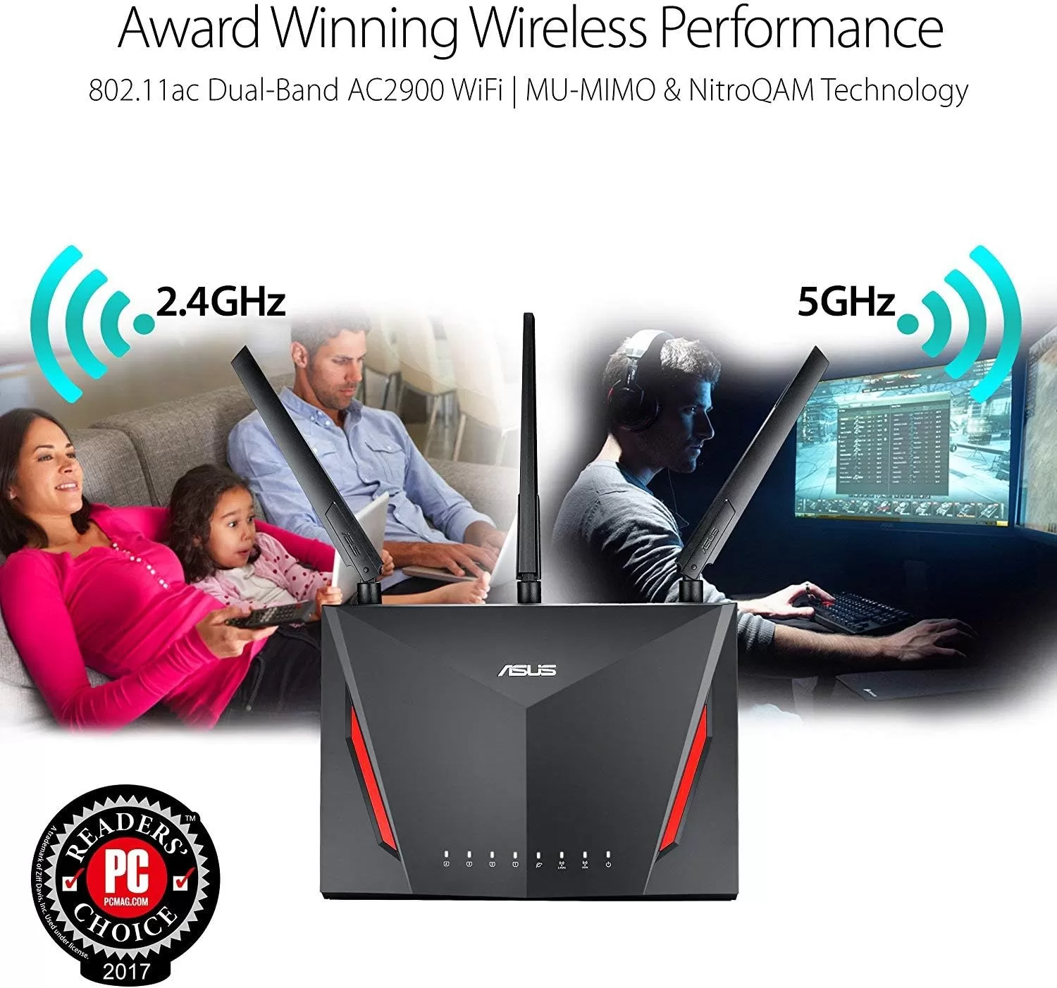 ASUS AC2900 WiFi Gaming Router (RT-AC86U) - Dual Band Gigabit Wireless Internet Router, WTFast Game Accelerator, Streaming, AiMesh Compatible, Included Lifetime Internet Security, Adaptive QoS