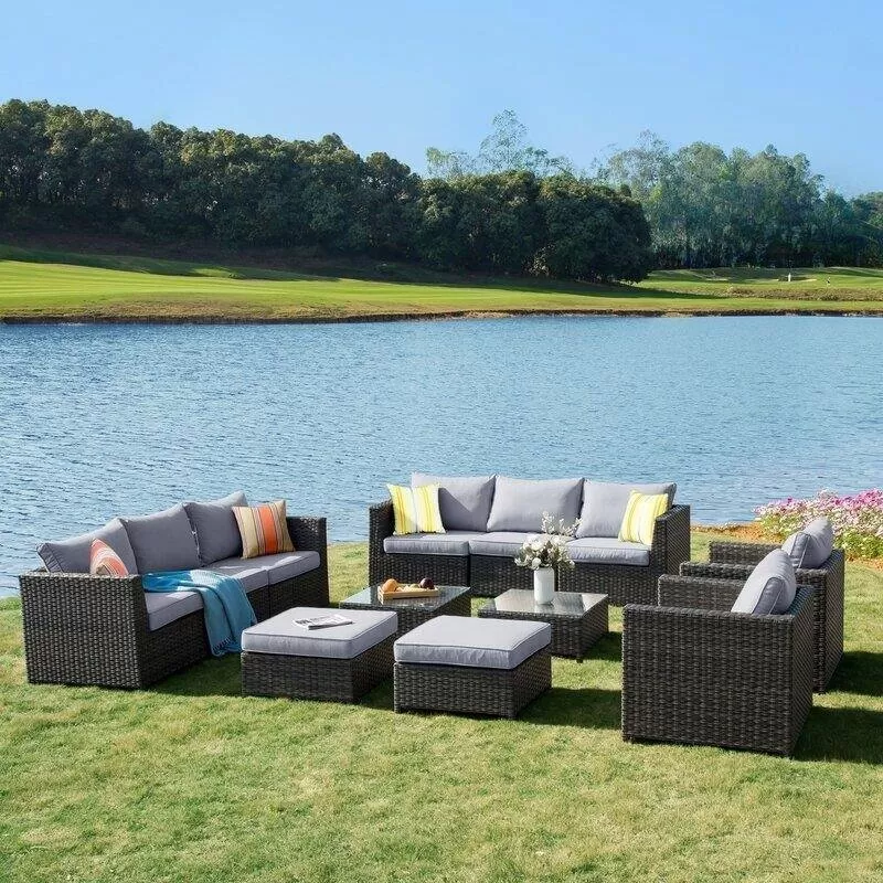 Cassville Wicker/Rattan 8 - Person Seating Group with Cushions