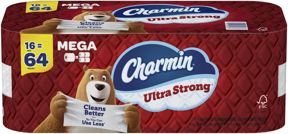 Charmin Ultra Strong Clean Touch Toilet Paper, 18 Family Mega Rolls = 90 Regular Rolls