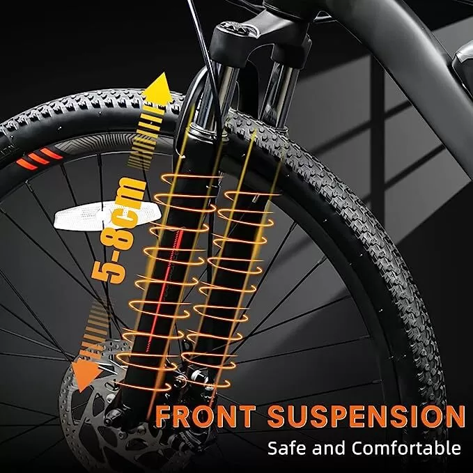 26'' Mountain Ebike 350W 36V/10.4AH Removable Lithium Battery, 2X Faster Charge Shimano 21 Speed and LCD Smart Meter