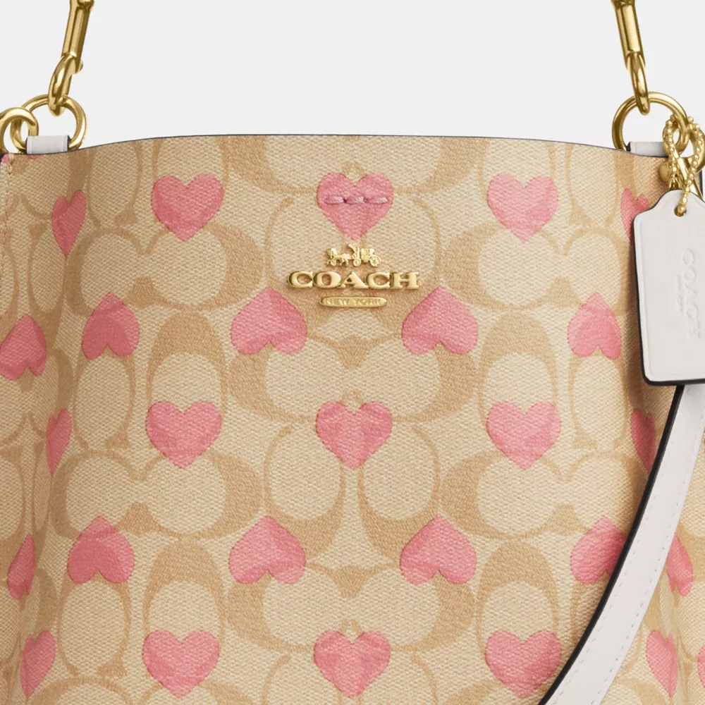 Mollie Bucket Bag 22 In Signature Canvas With Heart Print