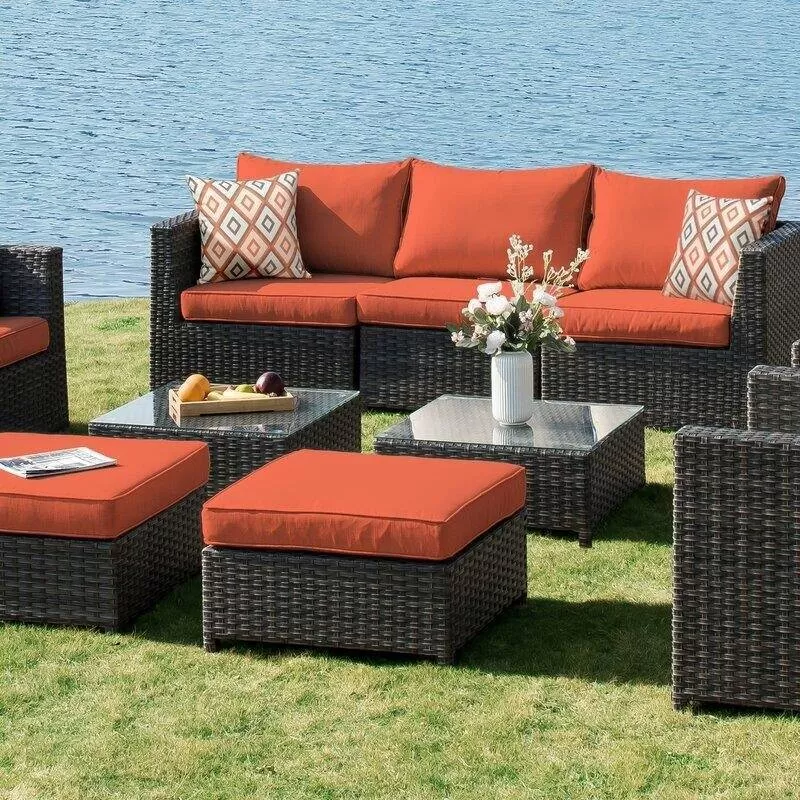 Cassville Wicker/Rattan 8 - Person Seating Group with Cushions