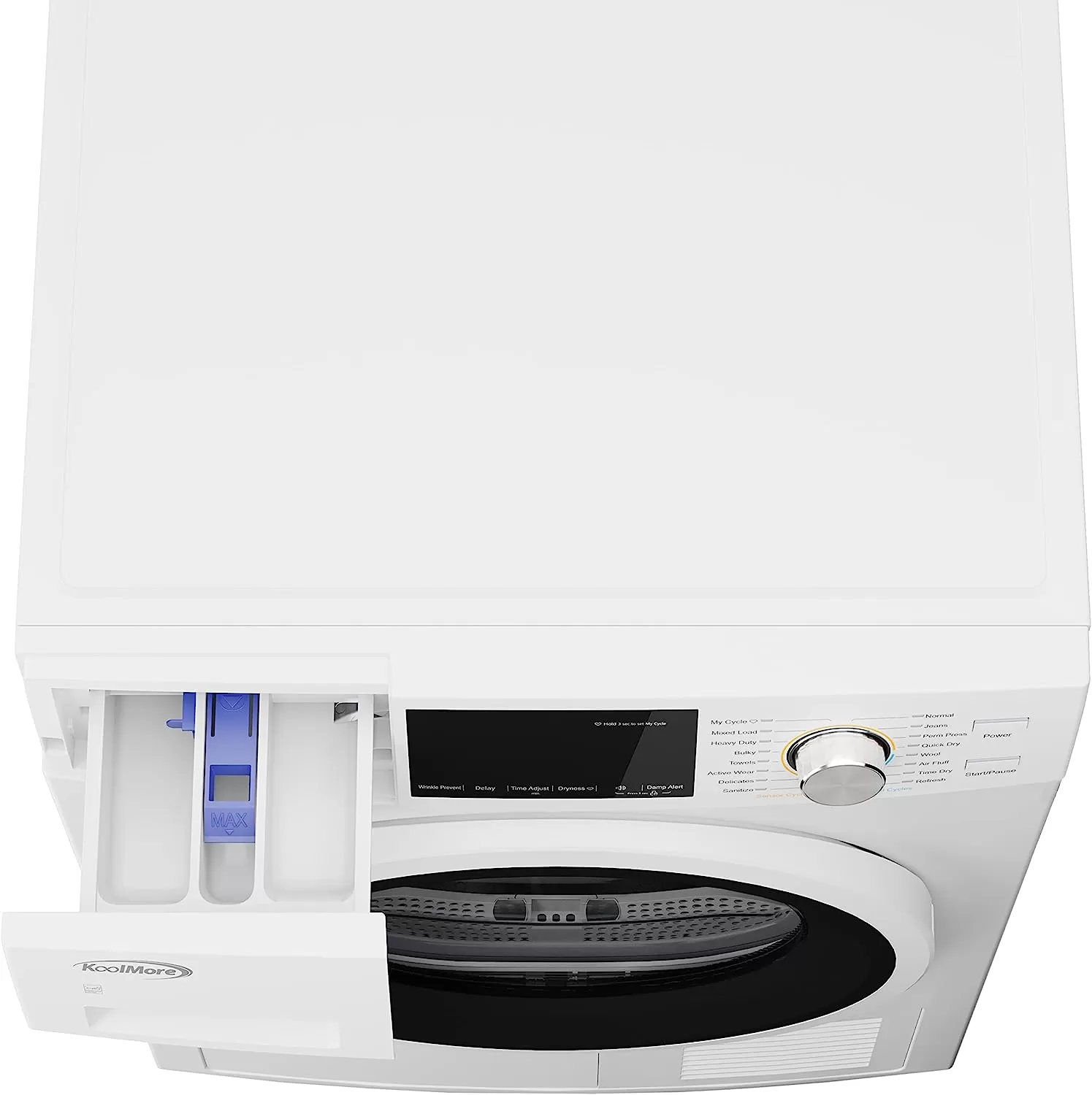 KoolMore FLW-3CWH Front Load Machine, 2.7 Cu. Ft, Space Saving Unit with 20-Minute Quick, 12 Washing Cycles, Quiet Inverter Motor [120V],