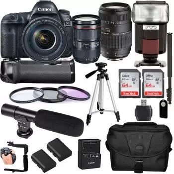 Canon EOS 5D Mark IV DSLR Camera With 24-105mm F/4L II Lens, Canon EF 75-300mm F/4-5.6 III USM Lens And Accessory Bundle