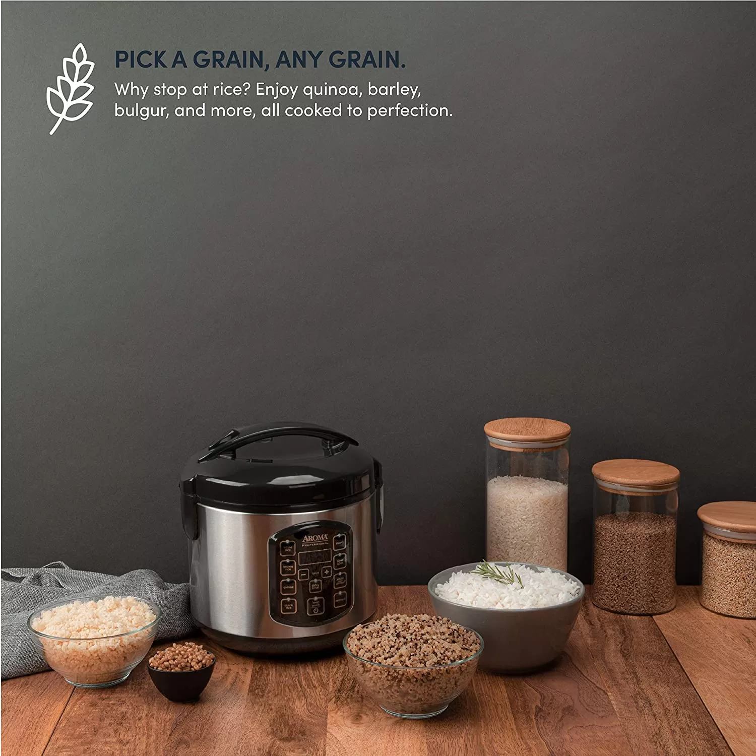 Rice Grain Cooker and Food Steamer, Stainless, Silver, 4-Cup (Uncooked) / 8-Cup (Cooked)