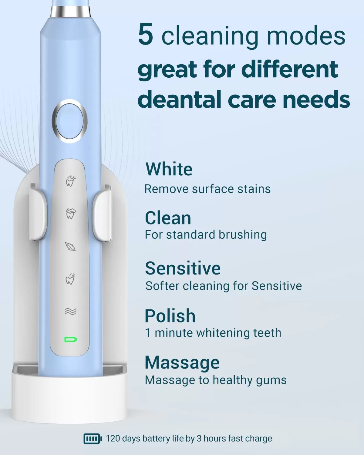 Sonic Electric Toothbrush for Adults - Rechargeable Electric Toothbrushes with 8 Brush Heads, & Travel Case,Teeth Whitening , Power Electric Toothbrush with Holder, Once Charge for 120 Days - H8 Pink