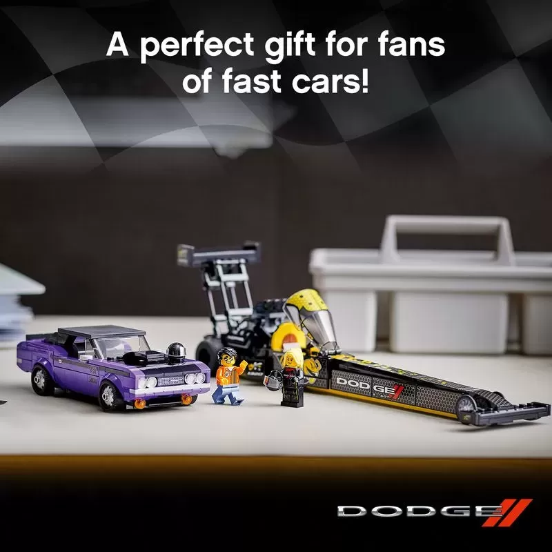 76904 SPEED CHAMPIONS MOPAR DODGE SRT TOP FUEL DRAGSTER AND 1970 DODGE CHALLENGER T/A