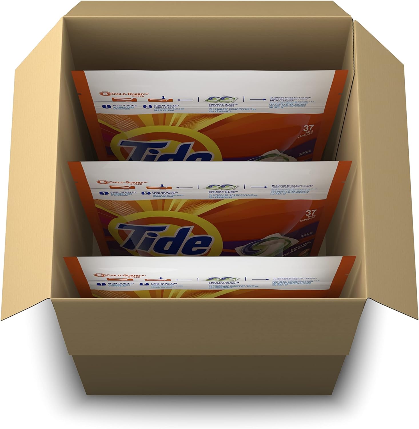 Tide PODS Laundry Detergent Soap Pods, Spring Meadow, 37 Count (Pack of 3 Bag Value Pack), Total 111 Count, HE Compatible