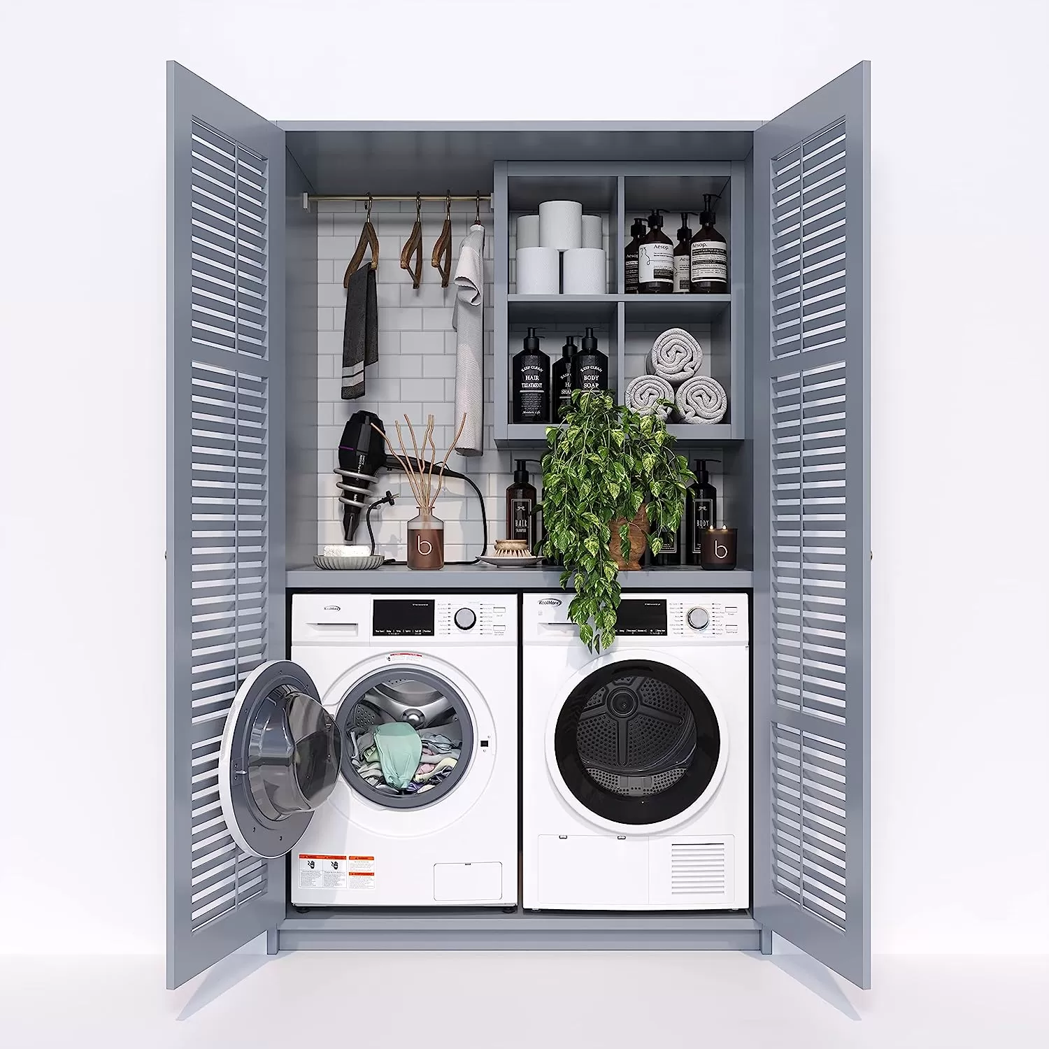 KoolMore FLW-3CWH Front Load Machine, 2.7 Cu. Ft, Space Saving Unit with 20-Minute Quick, 12 Washing Cycles, Quiet Inverter Motor [120V],