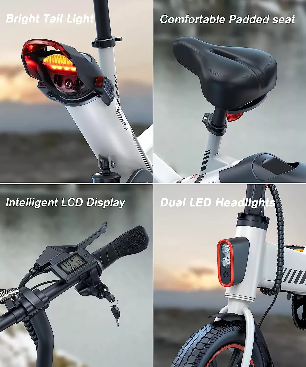 Sailnovo Electric Bike, Electric Bicycle with 18.5mph Electric Bikes for Adults Teens E Bike with Pedals, 14