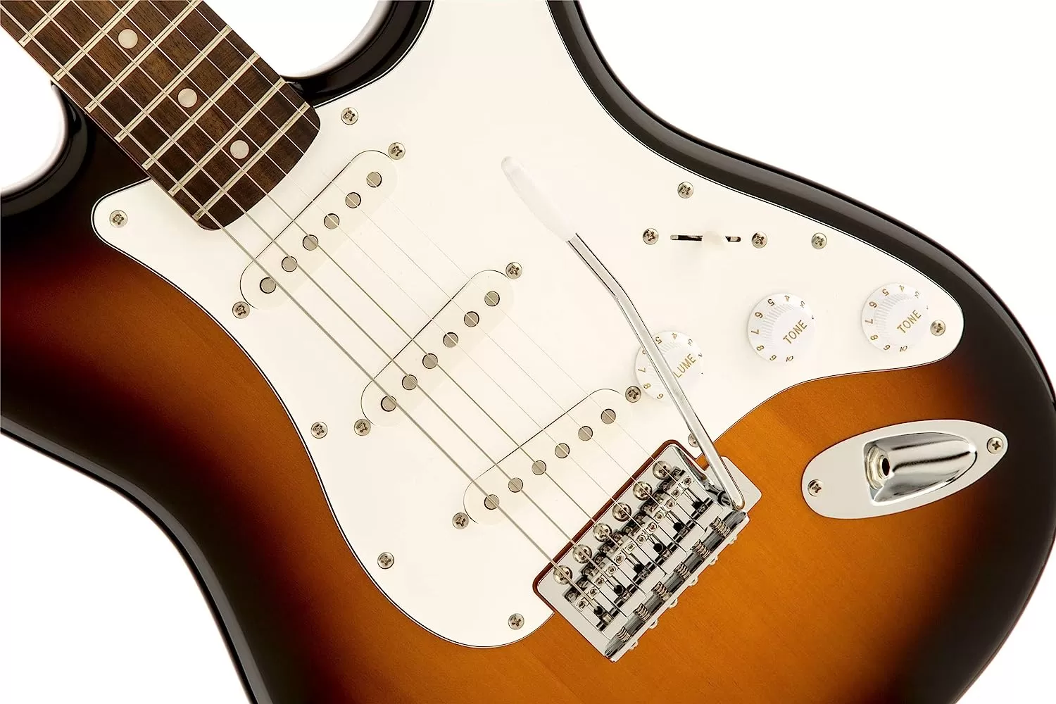 Fender Squier Stratocaster - Sunburst Bundle with Frontman 10G Amp, Gig Bag, Instrument Cable, Tuner, Strap, Picks, Fender Play Online Lessons, Instructional Book, and Austin Bazaar Instructional DVD