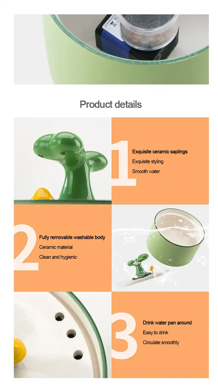 1.5L Electric Ceramic Pet Water Fountain Dispenser