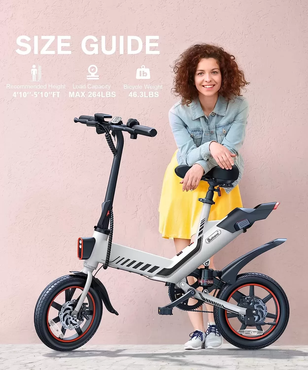 Sailnovo Electric Bike, Electric Bicycle with 18.5mph Electric Bikes for Adults Teens E Bike with Pedals, 14