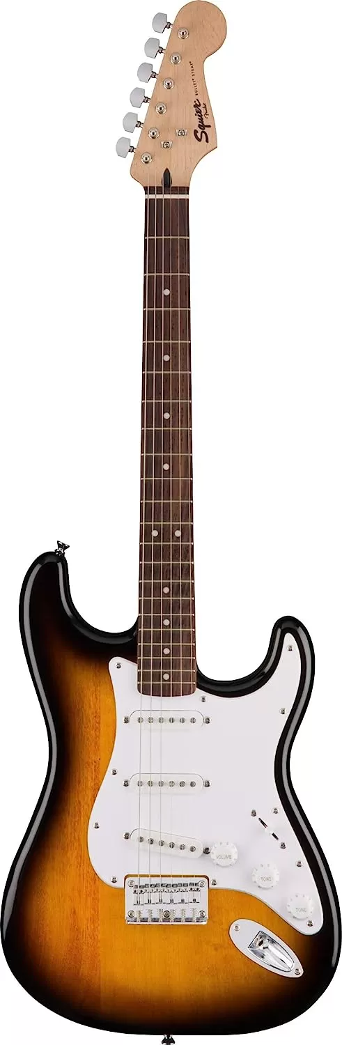 Fender Squier Stratocaster - Sunburst Bundle with Frontman 10G Amp, Gig Bag, Instrument Cable, Tuner, Strap, Picks, Fender Play Online Lessons, Instructional Book, and Austin Bazaar Instructional DVD