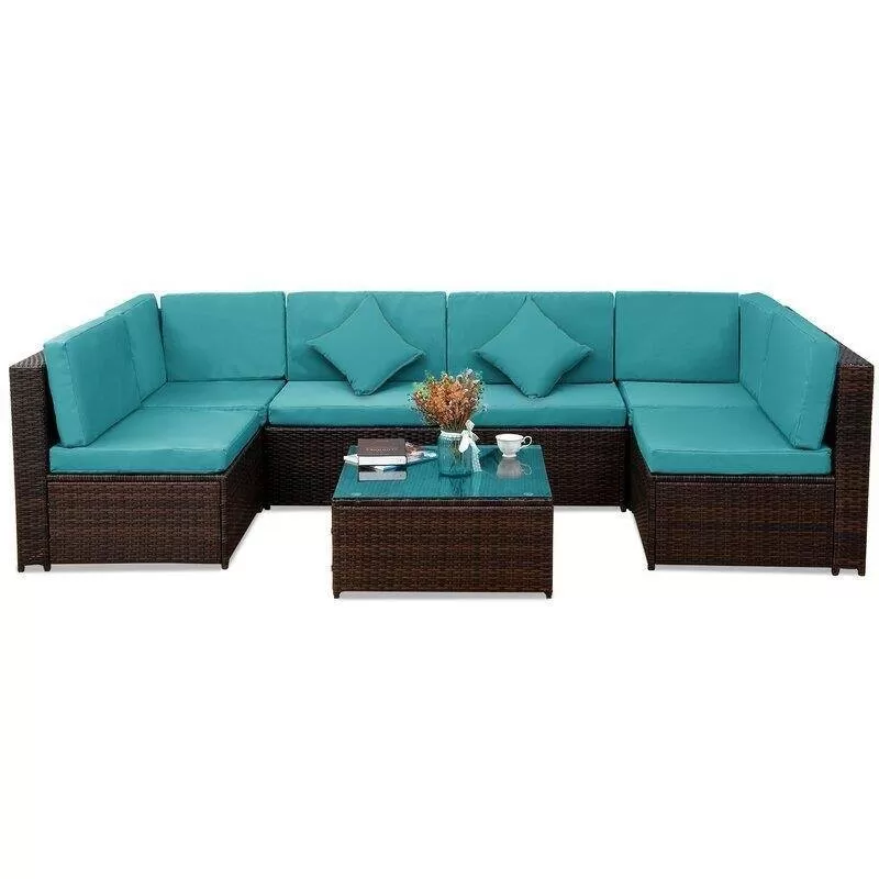 Sondra Wicker/Rattan 6 - Person Seating Group with Cushions