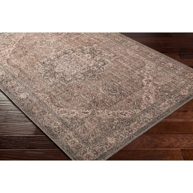 Bria Machine Washable Oriental Dusty Sage/Olive Area Rug