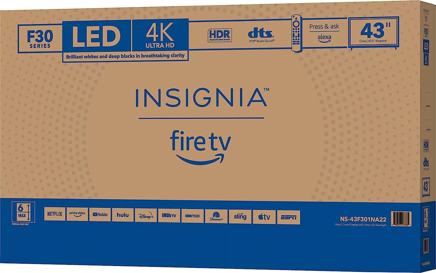 INSIGNIA All-New 50-inch Class F30 Series LED 4K UHD Smart Fire TV (NS-50F301NA24, 2023 Model)