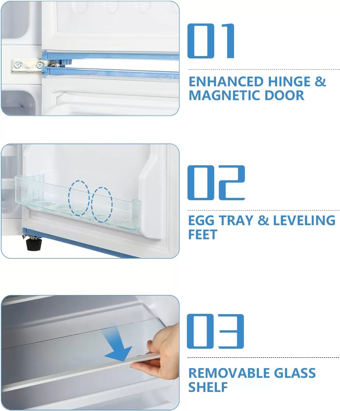 KRIB BLING Mini Fridge with Freezer on Top, 3.5 Cu.Ft Compact Refrigerator with 7 Levels Adjustable Thermostat, Small Fridge for Dorm, Office, RV Camping, Silver