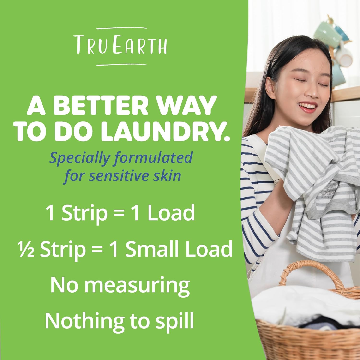 Tru Earth Compact Dry Laundry Detergent Sheets - Up to 128 Loads (64 Sheets) - Paraben-Free, Plastic-Free - Original Eco-Strip Liquidless Laundry Detergent, Travel Laundry Sheets - Fresh Linen
