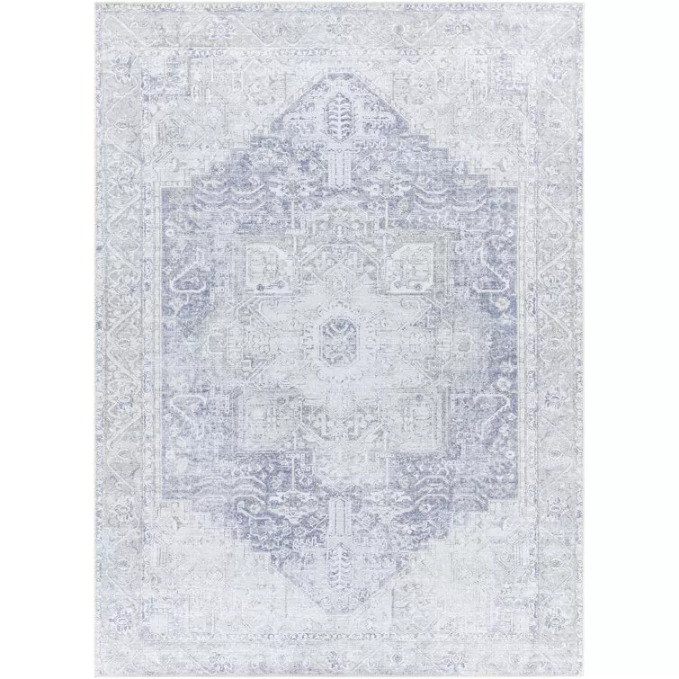 Mya Machine Washable Oriental Brick Red/Light Gray Area Rug