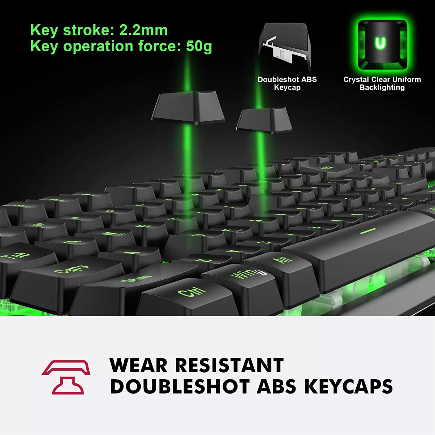NPET K10 Wired Gaming Keyboard, LED Backlit, Spill-Resistant Design, Multimedia Keys, Quiet Silent USB Membrane Keyboard for Desktop, Computer, PC (Black)