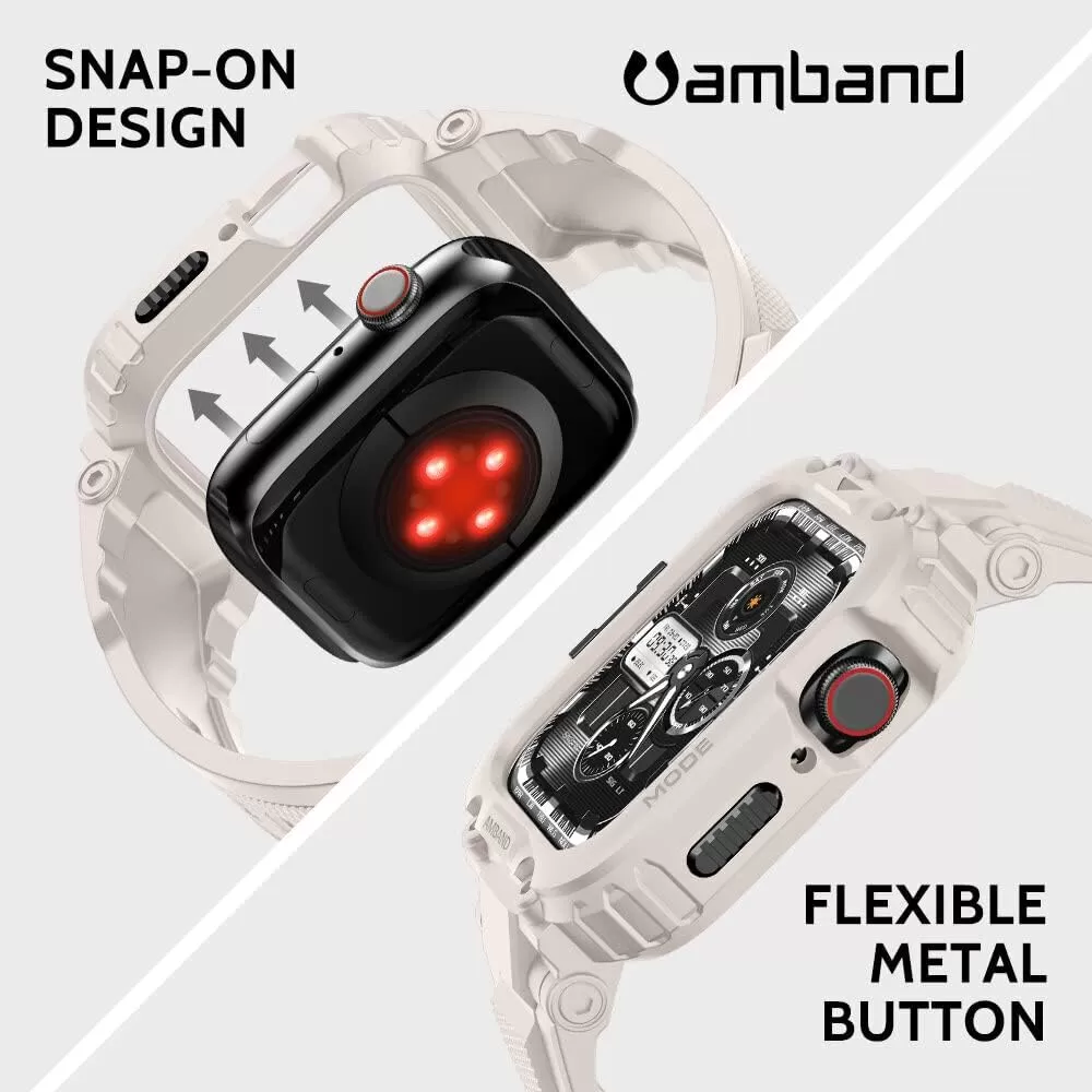 amBand Bands Compatible with Apple Watch 8/7 45mm, M1 Sport Series Rugged Case with Strap Protective Cover for iWatch 6/SE/5/4/3 42/44/45mm Men Black
