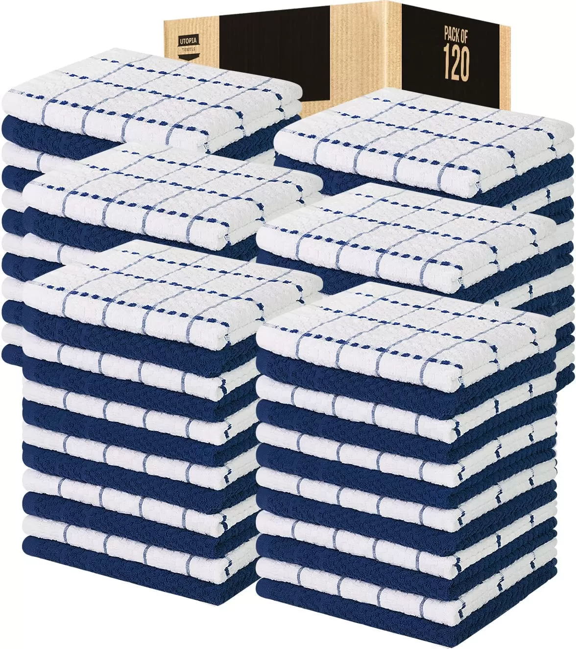 Kitchen Towels 12 Pack, 15 x 25 Inches, 100% Ring Spun Cotton Super Soft and Absorbent Linen Dish Towels, Tea Towels and Bar Towels Set (Black)