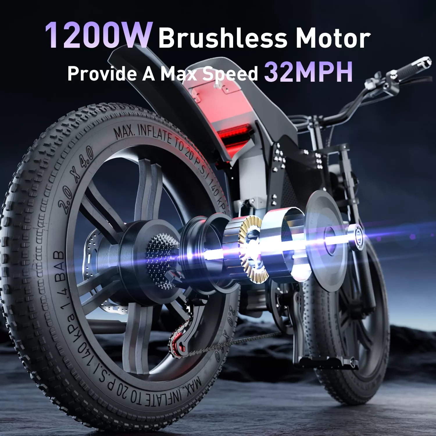 E-Bike TK200 Electric Bike 48V 1200W Motor 20Ah Battery with 20