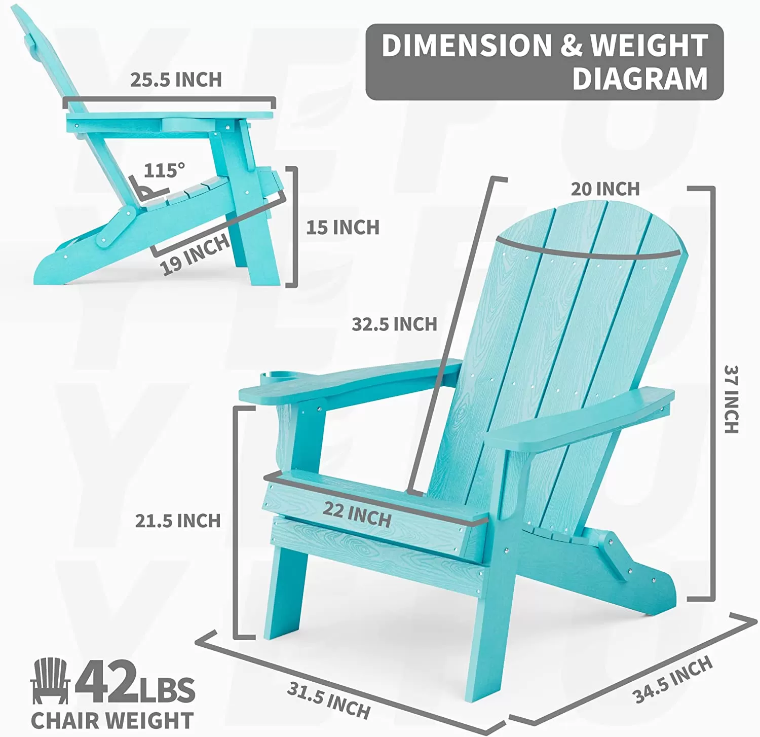 Adirondack Chair ,Patio Chairs 5 Steps Easy Installation,Widely Used in Outdoor, Fire Pit, Deck, Outside, Garden, Campfire Chairs
