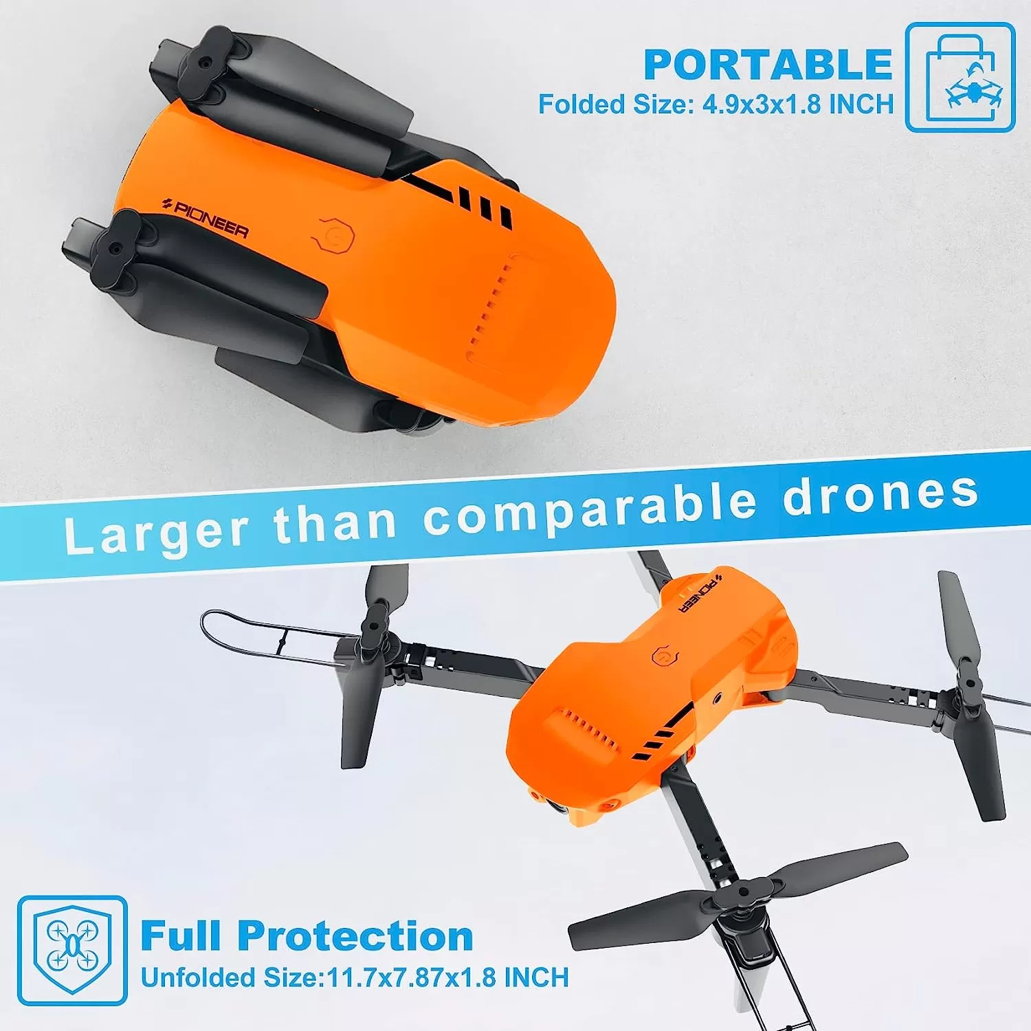 RADCLO Mini Drone with Camera - 1080P HD FPV Foldable Drone with Carrying Case, 2 Batteries, 90° Adjustable Lens, One Key Take Off/Land, Altitude Hold, 360° Flip, Toys Gifts for Kids and Adults