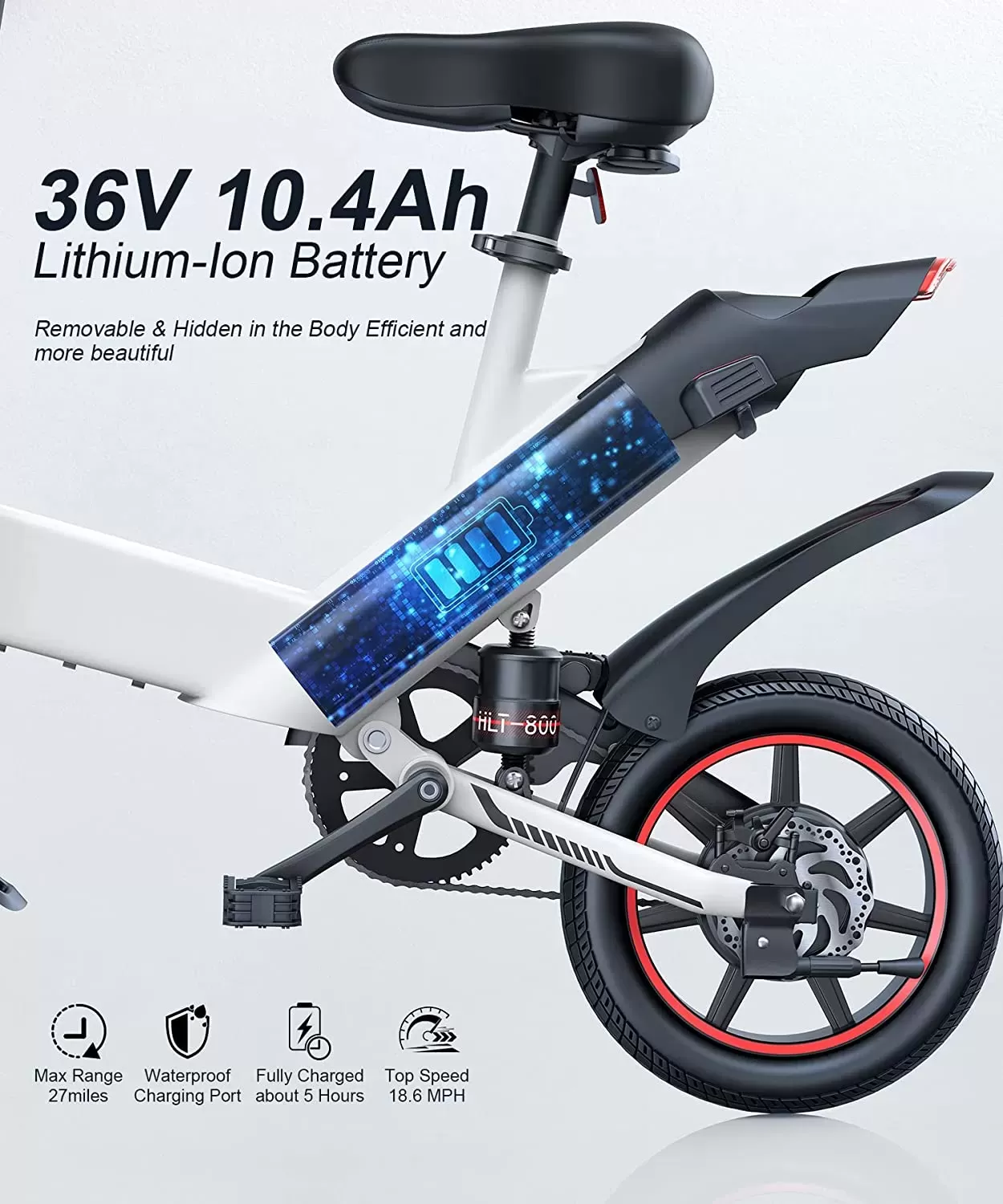 Sailnovo Electric Bike, Electric Bicycle with 18.5mph Electric Bikes for Adults Teens E Bike with Pedals, 14
