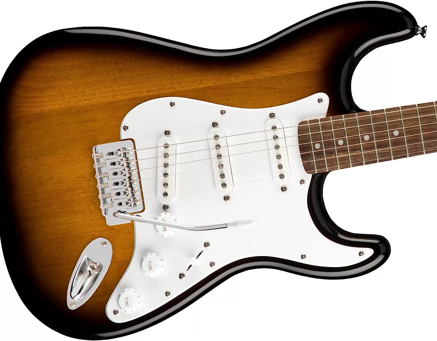 Fender Squier Stratocaster - Sunburst Bundle with Frontman 10G Amp, Gig Bag, Instrument Cable, Tuner, Strap, Picks, Fender Play Online Lessons, Instructional Book, and Austin Bazaar Instructional DVD
