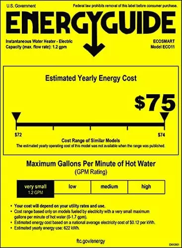 EcoSmart ECO 11 Electric Tankless Water Heater, 13KW at 240 Volts with Patented Self Modulating Technology