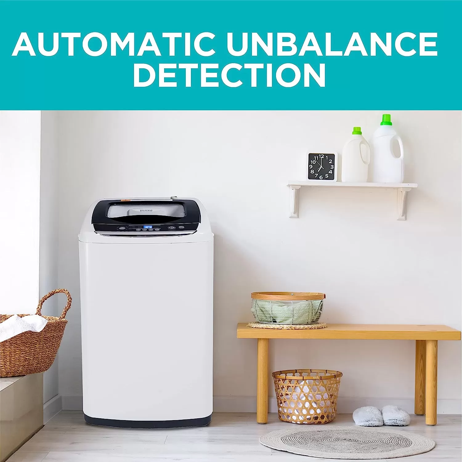 BLACK+DECKER Small Portable Washer, Washing Machine for Household Use, Portable Washer 0.9 Cu. Ft. with 5 Cycles, Transparent Lid & LED Display