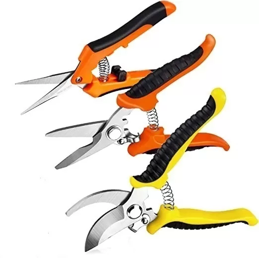 3 Pack Garden Pruning Shears Stainless Steel Blades Handheld Pruners Set